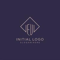 initiales UE logo monogramme avec rectangle style conception vecteur