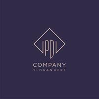 initiales pd logo monogramme avec rectangle style conception vecteur