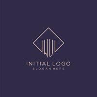 initiales wu logo monogramme avec rectangle style conception vecteur