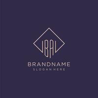 initiales ba logo monogramme avec rectangle style conception vecteur