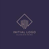 initiales hein logo monogramme avec rectangle style conception vecteur