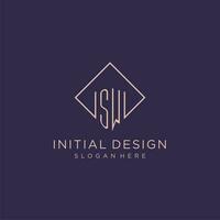 initiales sw logo monogramme avec rectangle style conception vecteur