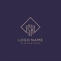 initiales sk logo monogramme avec rectangle style conception vecteur