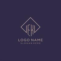 initiales ek logo monogramme avec rectangle style conception vecteur