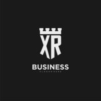 initiales xr logo monogramme avec bouclier et forteresse conception vecteur