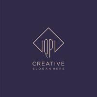 initiales qp logo monogramme avec rectangle style conception vecteur