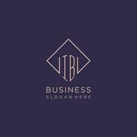 initiales ib logo monogramme avec rectangle style conception vecteur