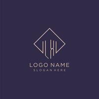 initiales lx logo monogramme avec rectangle style conception vecteur