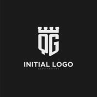 initiales qg logo monogramme avec bouclier et forteresse conception vecteur