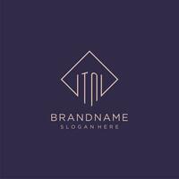 initiales tn logo monogramme avec rectangle style conception vecteur