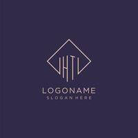 initiales ht logo monogramme avec rectangle style conception vecteur