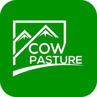 vache pâturage vecteur logo ou icône, vert Contexte vache pâturage logo