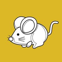 mignonne rat Souris animal dessin animé numérique timbre contour vecteur