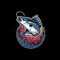 meilleur illustration de poisson dans Japonais art style pour votre T-shirt ou autocollant vecteur