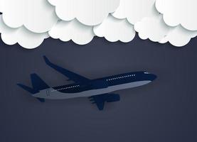 nuages abstraits avec illustration vectorielle d'avion 3d réaliste volant vecteur