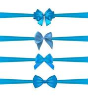 ensemble de collection d'arcs bleus avec ruban horizontal isolé sur fond blanc. illustration vectorielle vecteur