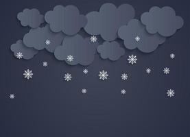 nuages de papier abstrait avec illustration vectorielle de flocons de neige vecteur