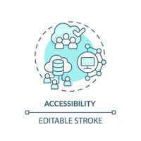 modifiable accessibilité concept bleu mince ligne icône, isolé vecteur représentant Les données démocratisation.