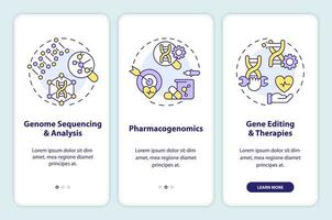 génomique médicament l'intégration mobile app filtrer. les gènes étude procédure pas à pas 3 pas modifiable graphique instructions avec linéaire concepts. interface utilisateur, ux, gui modèle vecteur