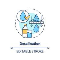 dessalement concept icône. suppression de sels et minéraux. Frais l'eau la fourniture la source abstrait idée mince ligne illustration. isolé contour dessin. modifiable accident vasculaire cérébral vecteur