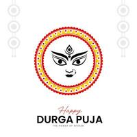 déesse maa durga visage dans content durga puja, dusséhra, et navratri fête concept pour la toile bannière, affiche, social médias poste, et prospectus La publicité vecteur