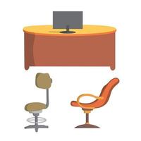 chaise de bureau et bureau design plat, illustration vectorielle vecteur