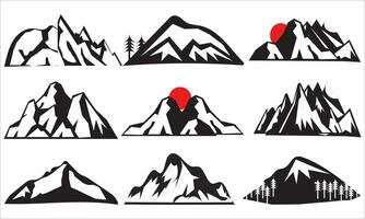 Montagne vecteur Icônes ensemble Montagne silhouette vector.print