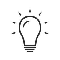 lumière ampoule vecteur icône contour, éclairage, électrique lampe, représente idée et innovation signe, en pensant concept, innovant, idée de génie conception éléments, électrique ampoule lumière avec des rayons embrasé vecteur