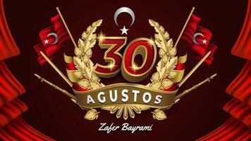 d'or 30 agustos zafer Bayrami badge avec rouge drapeaux Contexte vecteur