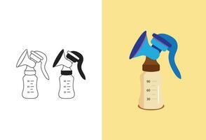 une linéaire logo de une Sein pompe, représentant une Facile illustration de le dispositif utilisé pour Manuel pompage de Sein lait. le icône représente lactation et maternité, vecteur