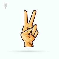 victoire ou paix geste de la main signe v, illustration vectorielle isolée. succès, icône de concept gagnant. vecteur