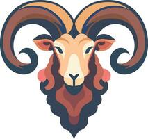 majestueux RAM animal tête plat style vecteur illustration, logo modèle, majestueux RAM mouton avec incurvé cornes Stock vecteur image