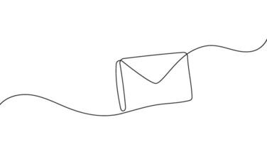 continu un ligne courrier enveloppe lettre noyade illustration. email esquisser art Publier graphique lettre message. bulletin papier envoyer icône. postal symbole la cire tiré contour. vecteur illustration.