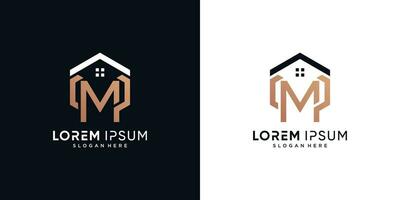 lettre m et maison logo conception vecteur illustration avec hexagone concept