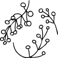 griffonnage simple de branches avec des baies vecteur