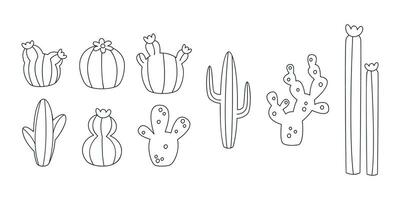 main tiré linéaire vecteur des illustrations de cactus