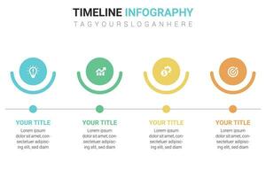 linéaire chronologie infographie avec coloré présentation 4 étape modèle vecteur