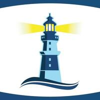 phare océan mer vague logo vecteur