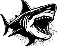 requin - noir et blanc isolé icône - vecteur illustration