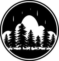 forêt - noir et blanc isolé icône - vecteur illustration