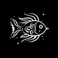 poisson - noir et blanc isolé icône - vecteur illustration