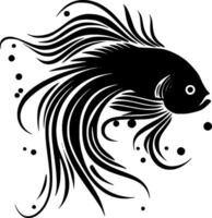 poisson - noir et blanc isolé icône - vecteur illustration