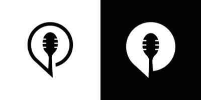 cuillère conception logo combiné avec une microphone vecteur