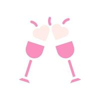 du vin l'amour icône solide rose blanc style Valentin illustration symbole parfait. vecteur