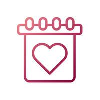 calendrier l'amour icône pente blanc rouge style Valentin illustration symbole parfait. vecteur