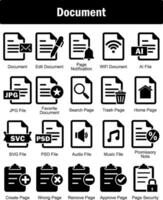 une ensemble de 20 document Icônes comme document, Éditer document, page notification vecteur