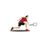 vecteur des illustrations - sport homme balançoire retour main le sien tennis raquette à recevoir le Balle - plat dessin animé style