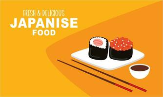 ancien Sushi affiche conception avec vecteur Sushi personnage