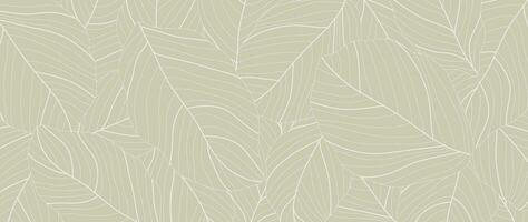 botanique feuille ligne art fond d'écran Contexte vecteur. luxe Naturel main tiré feuillage modèle conception dans minimaliste linéaire contour Facile style. conception pour tissu, imprimer, couverture, bannière, invitation. vecteur