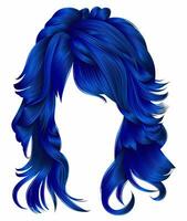 branché femme longue Cheveux foncé bleu couleurs .beauté mode . réaliste 3d vecteur